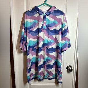 Men’s Cool Dri Colorful Abstract Camo Polo Shirt - Size XXL - EUC